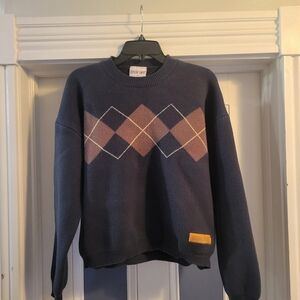 Taylor Swift Navy and Brown Argyle Crewneck Sweater
